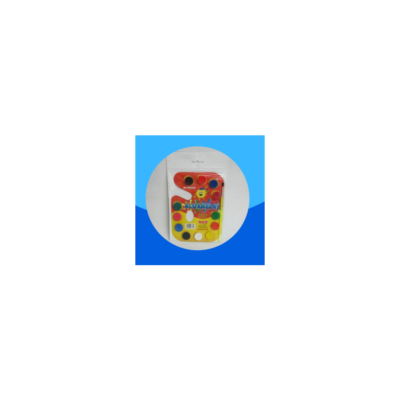 ACUARELAS BACO PALETA DE CARTON 12 COLORES
