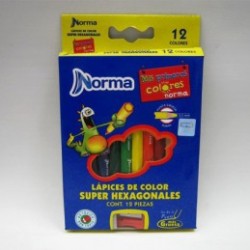 COLORES DE MADERA NORMA SUPER HEXAGONAL 12PIEZAS
