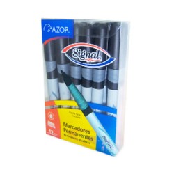 MARCADOR AZOR PERMANENTE SIGNAL FINO NEGRO