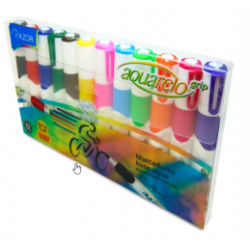 MARCADORES GRUESO AZOR AQUARELO GRIP COLORES BLISTER 12PZS