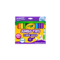 PLUMONES JUMBO TIPS LAVABLES CRAYOLA CON 12 COLORES