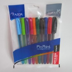 BOLIGRAFO AZOR PIN POINT PUNTO FINO 0.7mm 10PZ COLORES