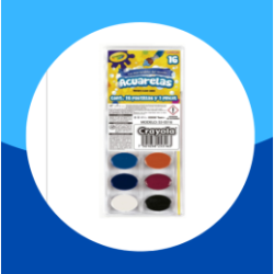 ACUARELAS ESCOLARES CRAYOLA LAVABLES 16 COLORES