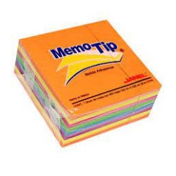 NOTAS ADHESIVAS JANEL MEMOTIP CUBO NEON 3X3 400H
