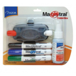 MARCADOR MAGISTRAL DIDACTICO P/PIZARRON 4PZ+BORRADOR+LIQUIDO LIMPIADOR
