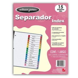 SEPARADOR BRISTOL WILSON JONES CON 15 DIVISIONES CEJA MULTICOLOR PLASTIFICADA