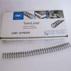ESPIRAL GBC TWIN LOOP D NEGRO 7/16"90H 3:1 CJ 20PZ