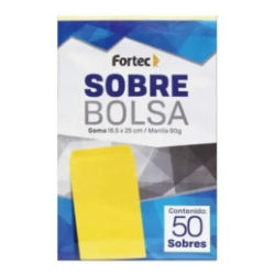 SOBRE BOLSA ENGOMADO ANTE 1/2 CARTA 50PZ 16.5X25CMS FORTEC