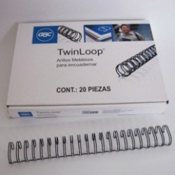 ESPIRAL GBC TWIN LOOP NGO 7/8" 210HOJAS 20PZ