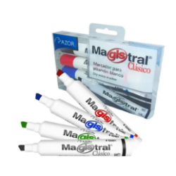 MARCADOR AZOR MAGISTRAL 4CLS CLASICO PARA PIZARRON BLANCO