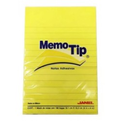 NOTAS ADHESIVAS JANEL MEMOTIP 4X6 100H RAYA AMARILLA