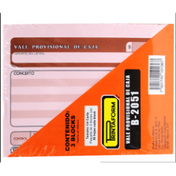 FORMATO VALE PROVICIONAL DE CAJA 1/4 CTA 50H ROSA PRINTAFORM