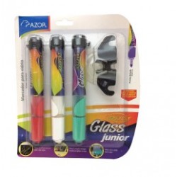 MARCADOR AZOR AQUARELO GLASS JR BLISTER 3PZ