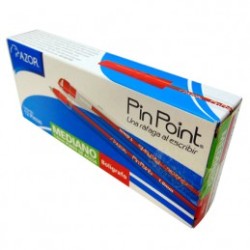 BOLIGRAFO MEDIANO AZOR 1.0MM ROJA TRANSPARENTE PIN POINT