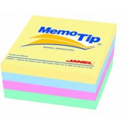 NOTAS ADHESIVAS JANEL MEMOTIP CUBO PASTEL 3X3 400H